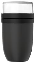 Mepal - Müslibecher xl Ellipse - Müslibecher To Go - Joghurtbecher To Go - Unterteilung für Joghurt & Müsli - Geeignet für Gefrierschrank, Mikrowelle & Spülmaschine - 750 + 300 ml - Nordic black