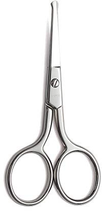 LIVINGO Ciseaux professionnels pour poils de nez – Lame droite en acier inoxydable, pointe de sécurité arrondie, étui portable – Coupez les poils d'oreille, la barbe, les poils du corps, pour homme et