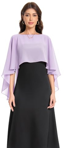 Baoqiya Chales y envolturas para mujer para vestidos de noche, chal suave de gasa para dama de honor, capa de gasa para cubrir la boda, Lavanda (Lavende), Talla única