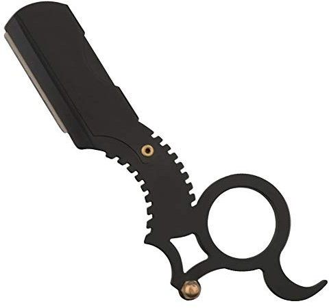 POOPFIY Barbero Razor, Profesional de Peluquería Tradicional Navaja, Manual Afeitado, con Caja de Almacenamiento,Negro