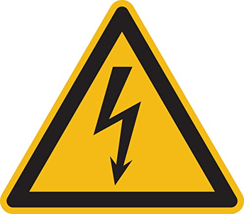 Dreifke® Warnschild, Warnung vor elektrischer Spannung W012 (Blitzpfeil) DIN EN ISO 7010 Magnetfolie gelb/schwarz 10