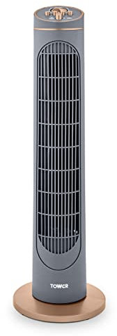 Tower T629001G Cavaletto Tower Fan with 2 Hour Timer, 3 Speeds, Automatic Oscillation, 29”, 45W, Grey & Rose Gold