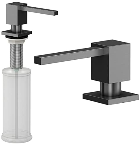 QUADRON Seifenspender EMMA Pvd-graphit 350ml Spülmittelspender, Metall & Plastic Nachfüllbarer Soap Dispenser, Spender Geeignet für Küche, Handseife, Shampoo, Duschgel, Waschmittel, Bad
