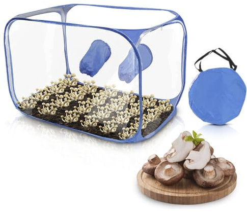 Still Air Box, Kit de Culture de Champignons Portable et Pliable, PVC 2 Ports de Bras 35.5x23.5x23.5' in Diameter Mycology Fume Hood Propagation Stations for Mushroom Lovers