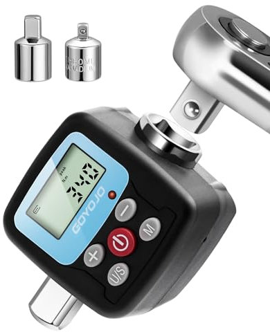 GOYOJO Clé Dynamométrique Numériques 1/2 1/4 3/8 Adaptateurs Haute Précision 4 Unités de Couple Écran Rétroéclairé Parfait pour Automobile Vélo Moto Bricolage et Réparation à Domicile (340 N.m)