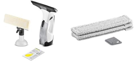 Kärcher Window Vac WV 5 Plus, Battery Running Time: 35 min, Removable Battery & WV Microfibre Cloth Outdoor Set of 2, 2.633-131.0