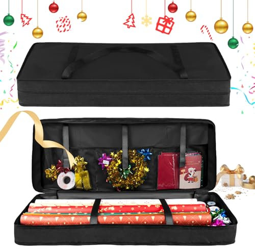 EclipseGuard Geschenkpapier Aufbewahrung, Aufbewahrungstasche für Geschenkpapier, Ultraleichter Organizer Mit Fächern - Wasserdichtes 600D Oxford Gewebe - 82 x 34 x 13cm