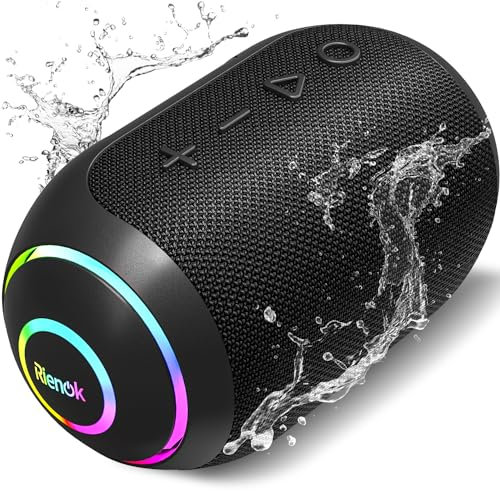 RIENOK Bluetooth Speaker Wireless Portable Waterproof Speaker with 10-Hour Playtime IPX7 Bluetooth 5.3 TF Card Mini Speakers for Home Garden Party Camping Travel