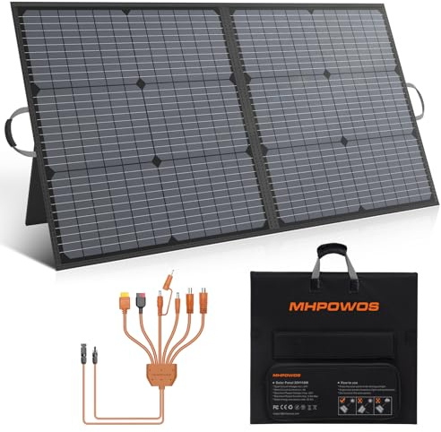 MHPOWOS 110W Tragbares Solarpanel, IP67 Wasserdichtes Faltbares Solarpanel Kit mit 20V Ausgang, 23.5% Wirkungsgrad Modul für Outdoor Camping, Portable Power Station, Laptops, Wohnmobil, RV
