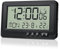 Sveglia Digitale, Orologio Sveglia radiocontrollato, con visualizzazione della temperatura, visualizzazione della data, due orari di sveglia, ripetizione della sveglia, nero
