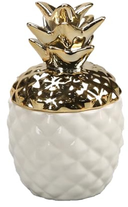 STGBCST Hucha de cerámica con forma de piña, decoración del hogar, piña dorada para decoración del hogar, mesa de comedor, boda, fiesta de cumpleaños (estilo 2)