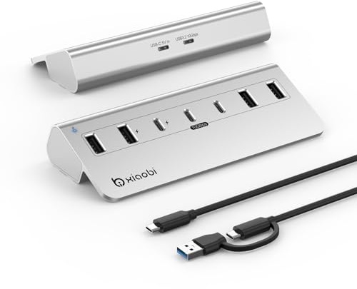 USB C Hub,10Gbps USB Splitter with 4*USB-A and 3*USB-C Ports(Silver)