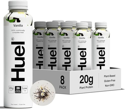 Huel Ready-to-drink Meal, Vanilla Protein Drink, Protein Shakes, Pre-Portioned Meal, 20g of Protein per Bottle, Rich in Essential Vitamins, Minerals (Pack of 8, Vanilla)