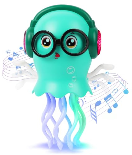 HOTUT Dancing Jellyfish Baby Toy, Crawling Jellyfish Tummy Time Toy with Music & Lights, Magic Dancing Music Crawling Toys for 3 4 5 6 7 8 Year Old Kids Boy Girl Birthday Gifts, Interactive Relax Toy