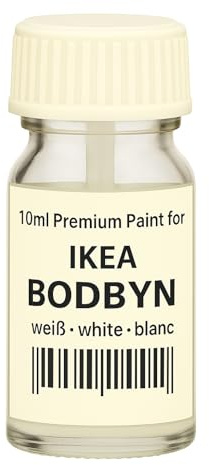 Q-Pen Original Ausbesserungslack für Ikea BODBYN Weiße Möbel white/weiß 10ml Satin-Finish Kratzer-Reparatur mit integriertem Pinsel, ideal für Bett, Kommode und Schminktisch