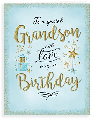 Piccadilly Greetings Modern Birthday Card Grandson - 8 x 6 inches