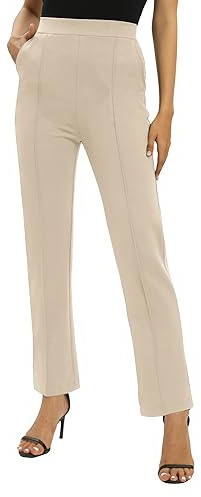 Femmes Bureaux Casual Jambes Droites élastique Travail Pantalons Taille Haute Pantalons avec Poches
