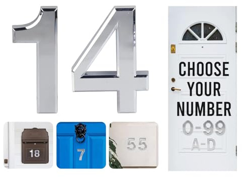 Numéros de porte argentés à coller, lettres A, B, C, D, 7,6 cm, pour portes, boîtes aux lettres, chambres d'hôtel (14)