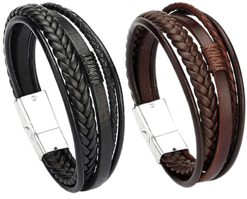 DKDDSSS Lederarmband für Männer, Herren Armband Schwarz, Personalisiertes Armreif, Tolles Geschenk (21 CM)