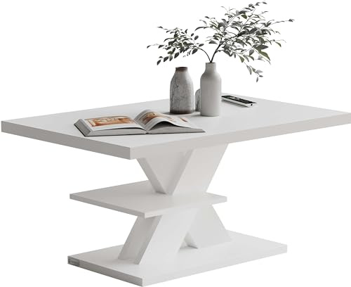 Casaria® Tavolino Detroit 90x60x45cm da Divano 2 Ripiani in Legno Carico Max 50kg Antigraffio Tavolo da Caffé Soggiorno Design Moderno
