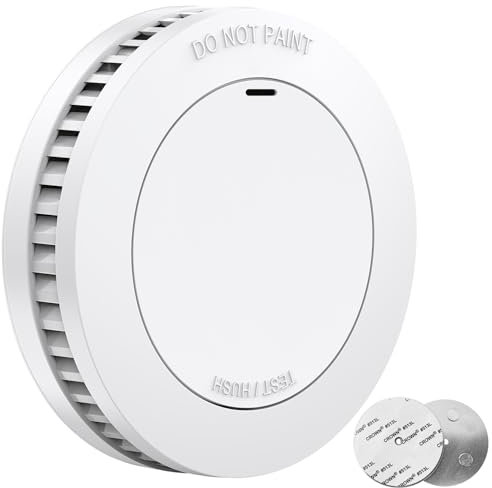 Rilevatore di fumo a 10 anni con supporto magnetico, rilevatore di incendio senza led lampeggiati, allarme udibile da 85 dB, funzione muta, piccola allarme antincendio bianco, EN14604