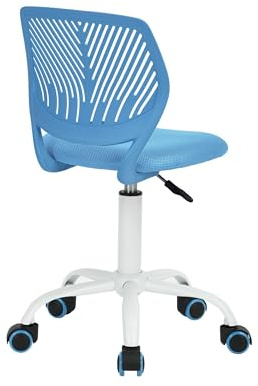 FurnitureR Sillas giratorias de Comedor, 1 Silla de Cocina, Silla Acolchada, Silla giratoria, cómoda Silla con Ruedas, Respaldo, Silla sin Brazos para Comedor, Sala de Estar, Azul M