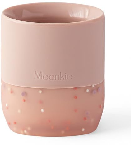 Moonkie Trinklernbecher, Schnabeltasse Baby Silikon, Trinklernbecher ab 4 Monate, Trinkbecher Baby BPA-frei, Offene Tasse 6-12 Monate, Becher Kinder mit Kapazitätsmarkierungen, 2oz(Blush)