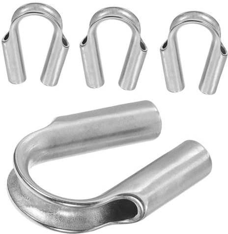 PRETYZOOM 4 Piezas Collarín Tubular De Acero Inoxidable Protección Dedal De Cuerda De Alambre Dedales De Cuerda De Alambre De Acero Inoxidable Crimpado De Cuerda De Alambre Silver