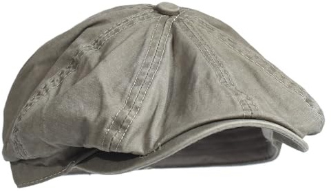 MTKSFDC Gorras Planas Hombre Gorra de Vendedor de periódicos de algodón Lavado, Sombrero Octogonal Pico, Gorra Informal Vintage, Boinas Lisas, Visera Gatsby, Gorro Ivy Plano(Khaki)