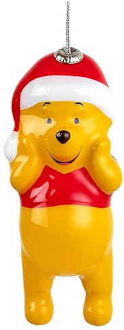 Hallmark Winnie the Pooh & Santa Hat Hanging Ornament, Disney, Yellow | Keepsake, Decoupage, Christmas Decor, Durable Resin, Easy to Hang with Ribbon