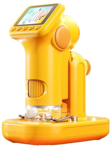 Goshyda Microscope Portable 1600x pour Les Enfants, Caméra de Microscope Numérique Rechargeable Portable avec 2 Lumières LED Réglables, pour Les élèves des Enfants