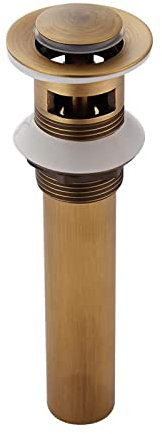 CASEWIND Pop-up Rétro Bouchon Bonde de Lavabo Vidange Clic-clac avec Trop-Plein en Laiton Bronzé Universel Valve Draineur d’Evier Vasque Siphon avec Trou de Débordement Poli- avec Trop-Plein