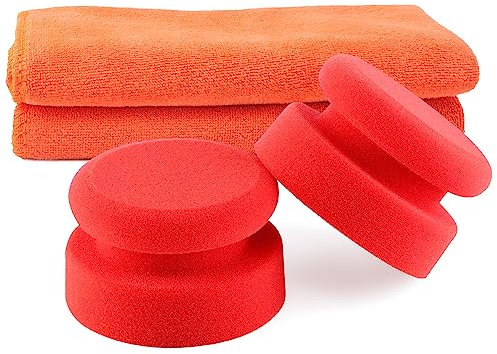 Auto Profi Handpolierschwamm, SPTA 2Pcs Auto Hand Polierschwamm 100 * 100mm polierschwämme pad 2Pcs Auto Mikrofasertuch-Trockentuch Reinigungstuchpolierset