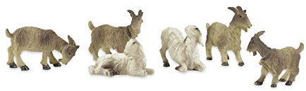 Riffelmacher Schafe und Ziegen 6-TLG. - 2-4cm - 78034 - für 10cm große Krippenfiguren - Weihnachtskrippe Handarbeit Weihnachtswunder Jesus Geburt Heiligabend Dekoration