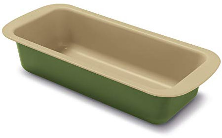 Guardini, Stampo plumcake 25x11 cm, Acciaio con rivestimento antiaderente a base di Cera di Carnauba, Colore verde/beige, Made in Italy, Linea B-Nat