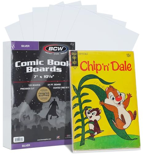 BCW Silver Comic Book Backing Boards 7 x 10.5 – 200 Pack | Certified Acid-Free | Comic Book Boards for Fabric Storage & Silver Age Comic