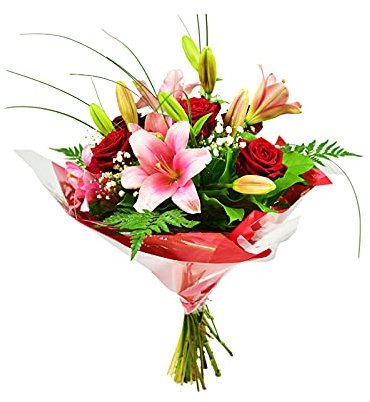 Rose and Lilies Luxury Bouquet Delivery, Beautiful Handcrafted Bouquet Fresh Flowers for Birthdays, Anniversaries, Get Well, and Cheer-Up Gifts—Perfect Delivered Surprise.
