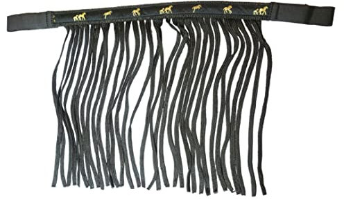 Fliegenfransen für Pferde Fliegenmaske mit Fransen & Klettverschluss, Fliegenhaube für Shetty, Pony, Cob, Warmblut, Kb (Warmblut (Full), Schwarz)