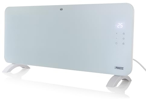 Princess connected electric heater - Convection heating - Manual, app or voice control - Free app - Glass panel - 2000 W - White - 348201