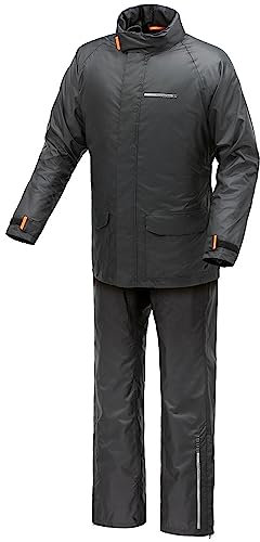 Tucano Urbano tuta antipioggia moto unisex Diluvio Day. Antipioggia donna compattabile. Kit antipioggia uomo. Set giacca e pantaloni impermeabile moto e scooter antivento. (Nero, M)