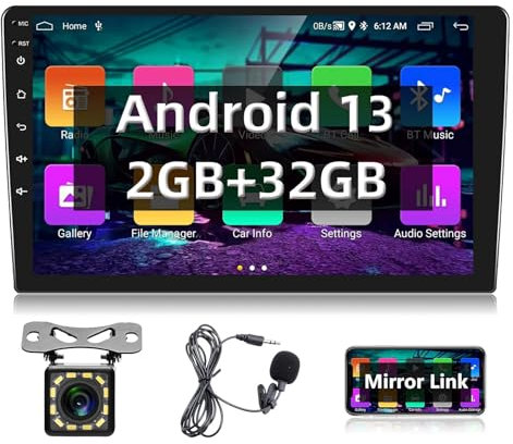 Podofo Android Autoradio 2 Din con Navigazione GPS, Bluetooth, 24 Desktop a Tema, Autoradio da 9 Pollici con Schermo con WiFi, FM/RDS, Collegamento Speculare, Telecamera per la Retromarcia (2+32G)