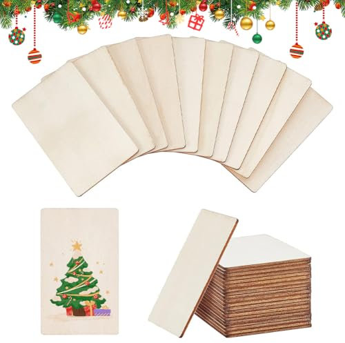 NBEADS 30 Stück Holz Rohlinge Visitenkarten, 8.6x5.4cm 2.5 mm Dicke Rohlinge Namenskarte Lasergravur Visitenkarte Rechteck Unfertige Holzstücke Holzausschnitte Für Haus Büro Kunden DIY Geschenkkarten