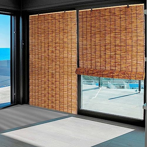 Persianas De Bambu Exterior 55 65 75 85 95 105 115 125 135 145 155 Ancho Filtro Luz Estores Enrollables De Sombra De Bambú Privacidad Cortinas De Caña Con Elevador Anti-Uv/Impermeable/Personalizable (