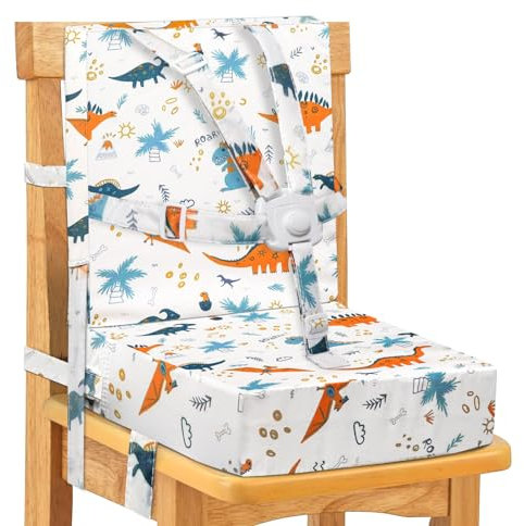 Alzador Silla Para Niños Comer, Hebilla de 5 Puntos Seguridad Más Fuerte 2 Piezas Poliuretano Fácil limpieza Cinturón de Seguridad Ajustable y Parte Inferior Antideslizante (Blanco)