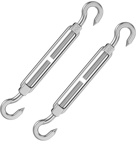 2 Piezas Tensor Cuerda Tendedero, Tensores M8 Tensores Cuerda Tendedero de Acero Inoxidable 304 Heavy Duty Tensores de Alambre Ajustables Tensor Cable Acero para Vallas de Jardín