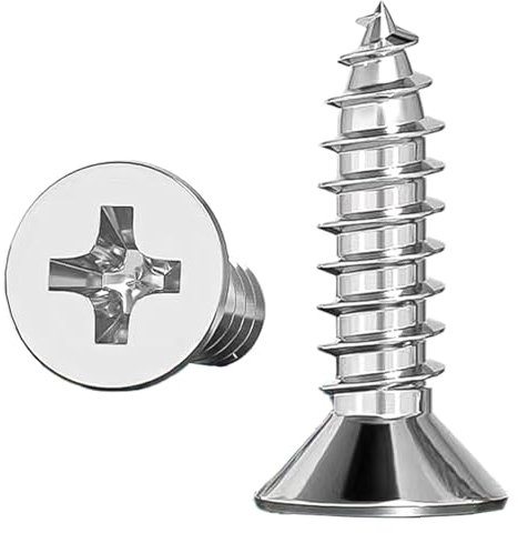 ORTAVA 100 Stück 4,8 x 16mm Schrauben, Holzschrauben, Edelstahlschrauben, Kreuzschlitzschrauben, Edelstahl A2V2, Vollgewinde