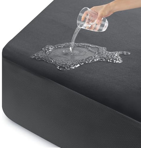 ohano Wasserdichter Matratzenschoner 90x200cm, Feinem Flanell Mikrofaser-Spannbettlaken, Inkontinenzauflage, Nässeschutz Bettlaken Spannbetttücher,Wasserdichter und Atmungsaktive Matratzenbezug, Grau