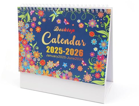 YFaith Calendario Tavolo 2025, da Gennaio 2025 a Giugno 2026 Calendario Famiglia, Calendario da Tavolo con Pagine Verticali, Calendario 2025 da Scrivania, per Casa, Ufficio e Scuola