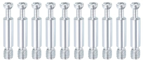 uxcell 10Pcs 35mm Furniture Connecting Fittings, Thread Bolts Dowels Screws, Metal Dowel Fitting Fasteners for Cabinet Drawer and Wardrobe Furniture, Silver