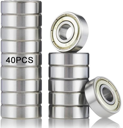 MOAZIFI 40 Stück 608ZZ Kugellager, 608 Kugellager, Kugellager 608, Doppelt Geschirmte Kugellager(8mm X 22mm X 7mm), Für Skateboards, Roller, Inline Skates